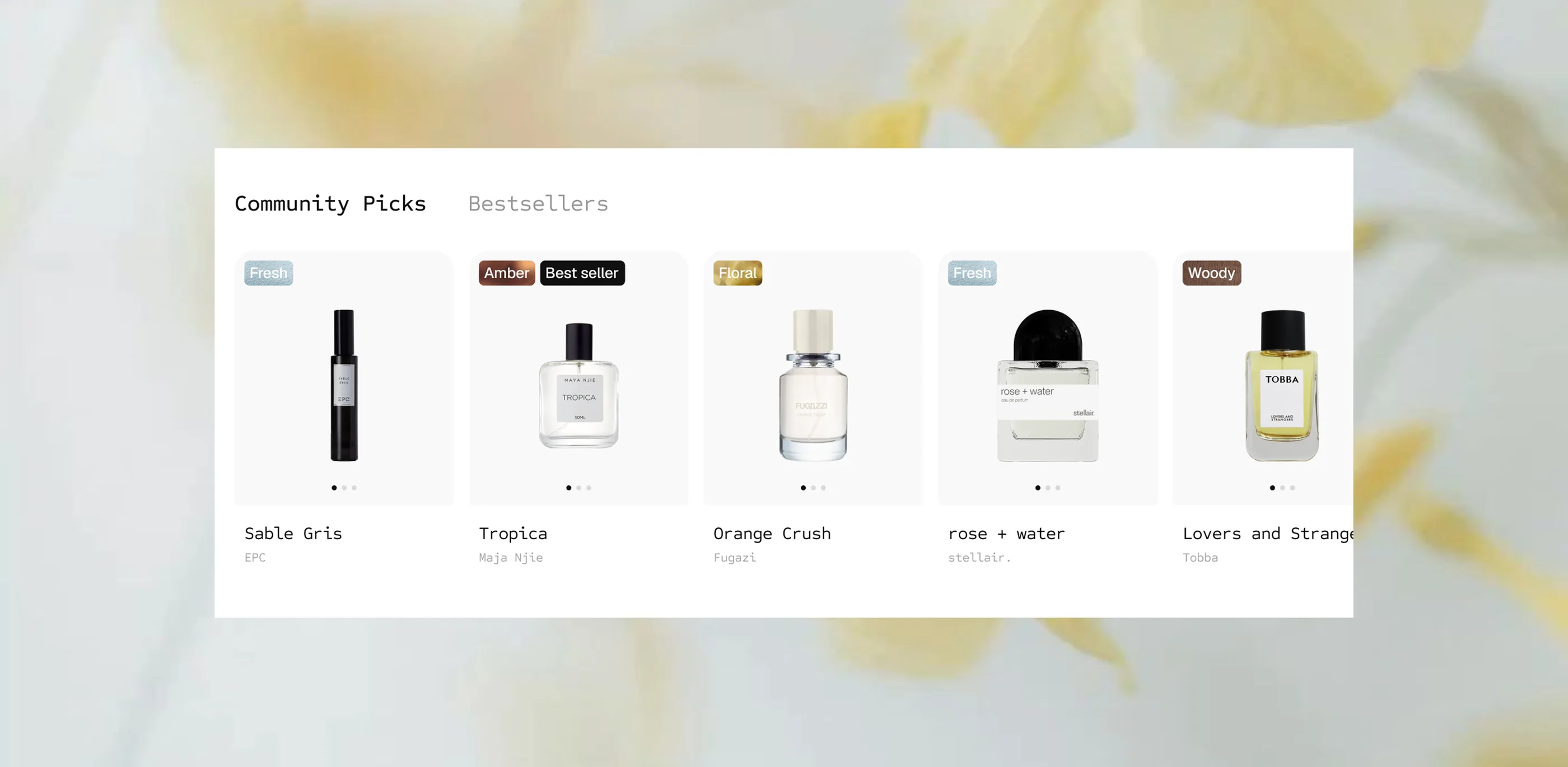 SCNT — community picks and product grid